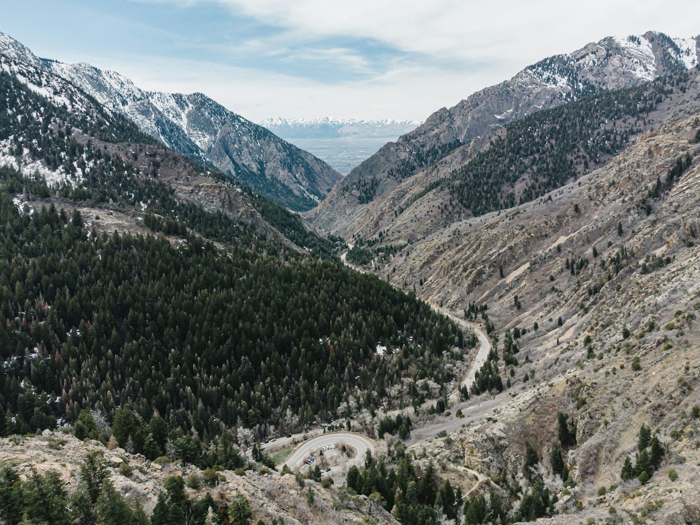 Aerial view of a Utah mountain valley, stock photography
