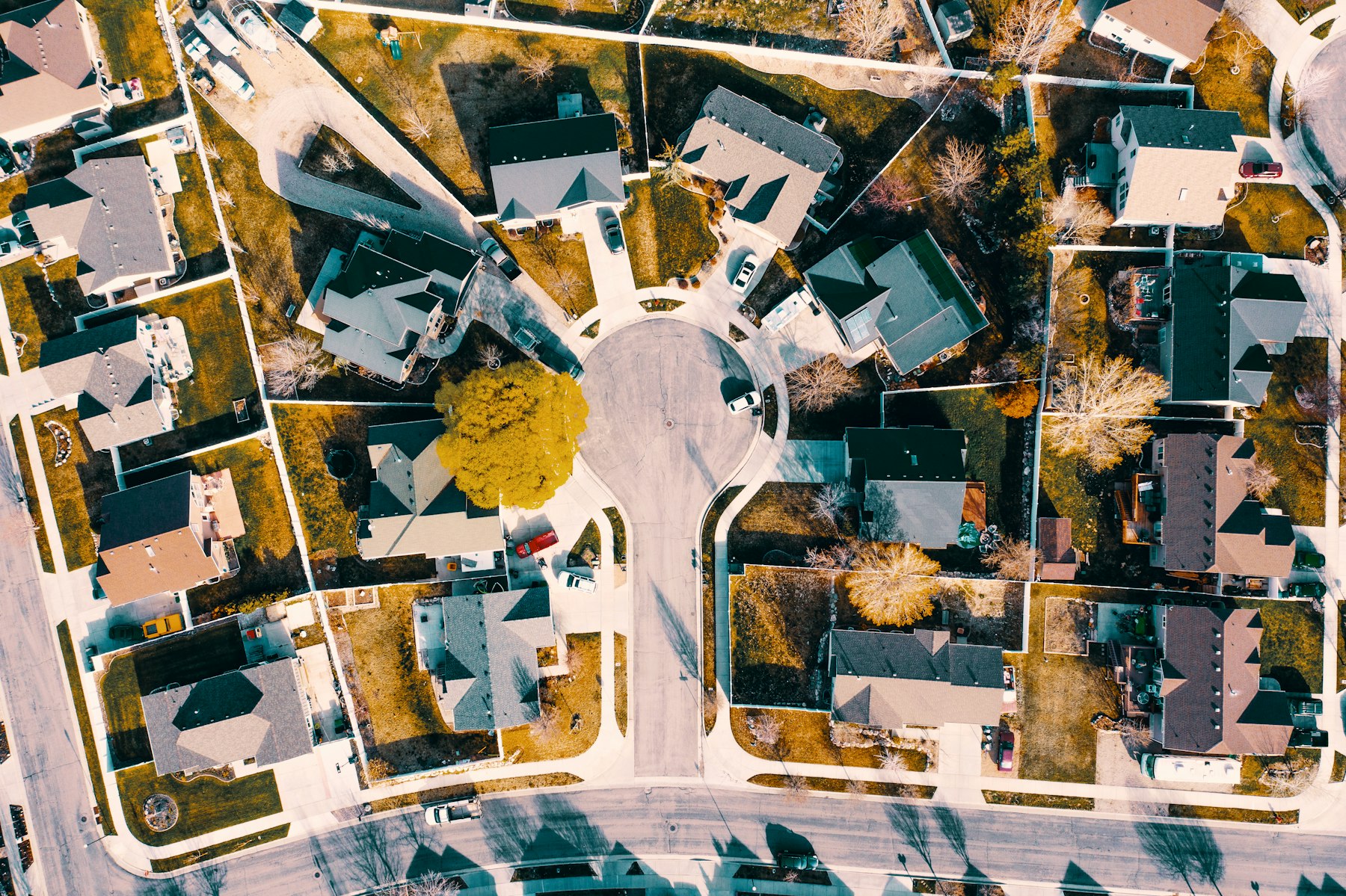 Aerial view of a Utah County residential neighborhood, stock photography not a photograph of a specific listing
